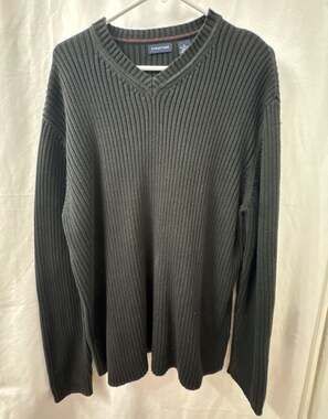 Y2K Structure 100% Cotton Ribbed V-Neck Sweater